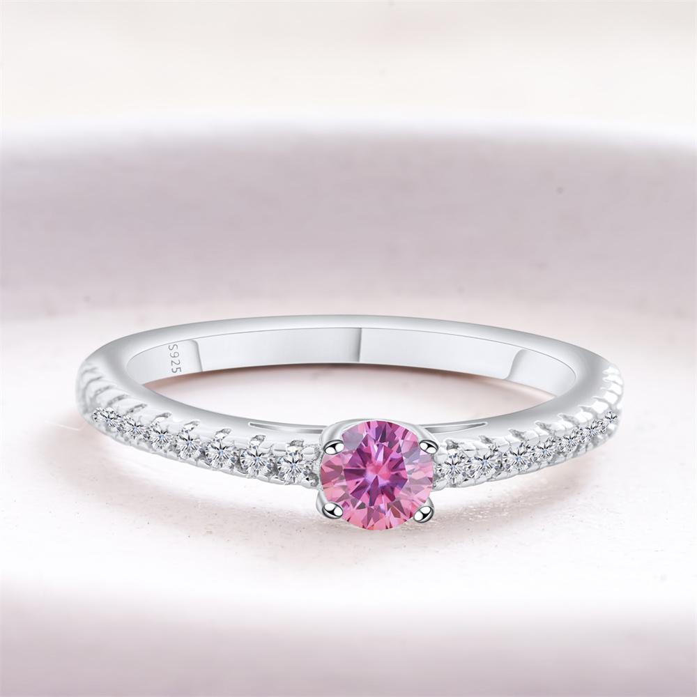 Color Moissanite Ring for Couples Women Men Sterling Silver Lab Diamond Engagement Wedding Band Fine Jewelry 5&Silver color розовый