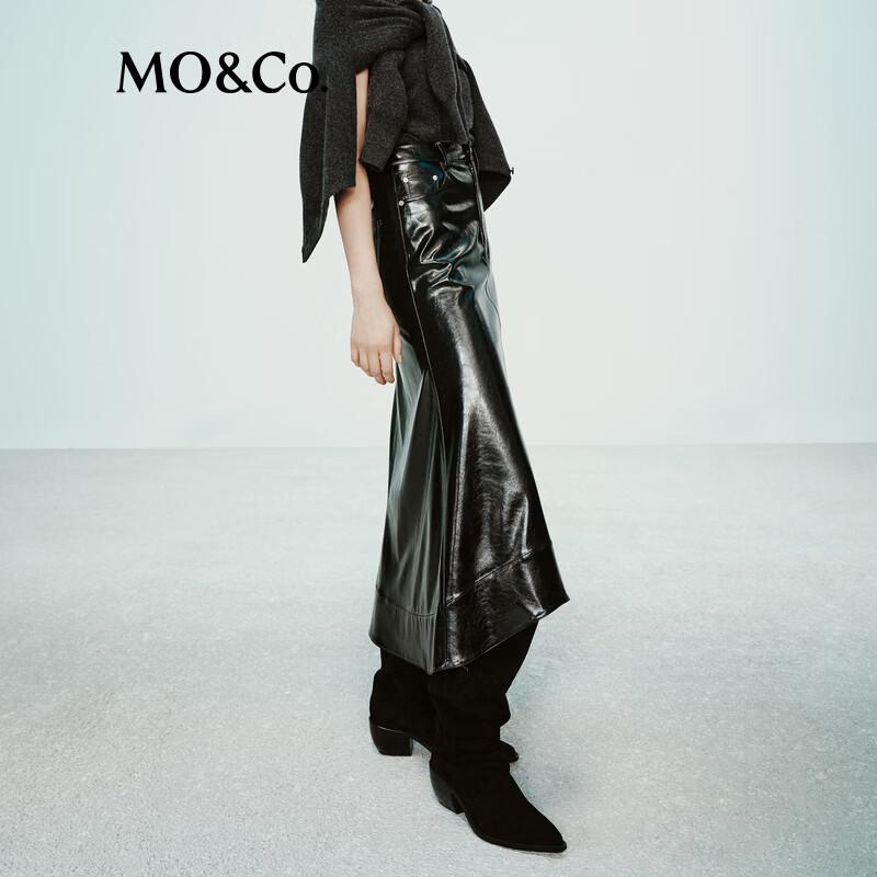 MO&Co. x RECTO High-Waisted Faux Leather Fishtail Skirt
