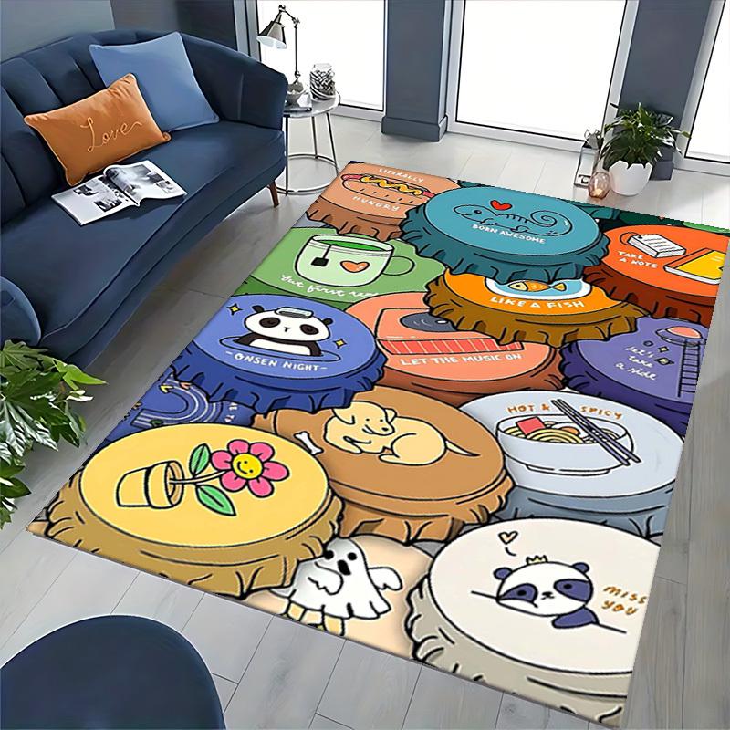 1pc Anime Cartoon Design Chair Mat - Panda Themed Office Rug for Desk, Anti-Slip Carpet Suitable for Home Decor, Living Room, Bedroom, Game Room, Birt