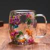 Double Wall Clear Glass Coffee Mugs Clear Glass Cups with Handle 2pcs
