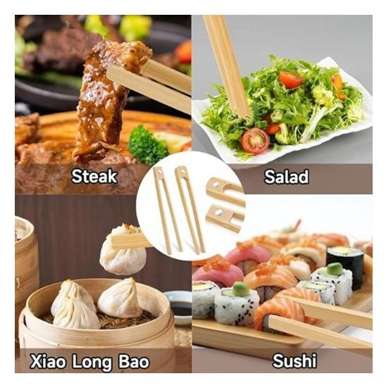 Magnetic Toaster Tongs Bamboo Serving Tongs 8.66 Inch Kitchen Utensils for Cooking Toast Bacon Muffin Bagel