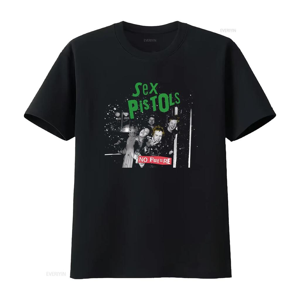 Sex Pistols T Shirt With Cover Photo And No Future Design Rock Band Merch For Fans Vintage Designer Clothes Casual