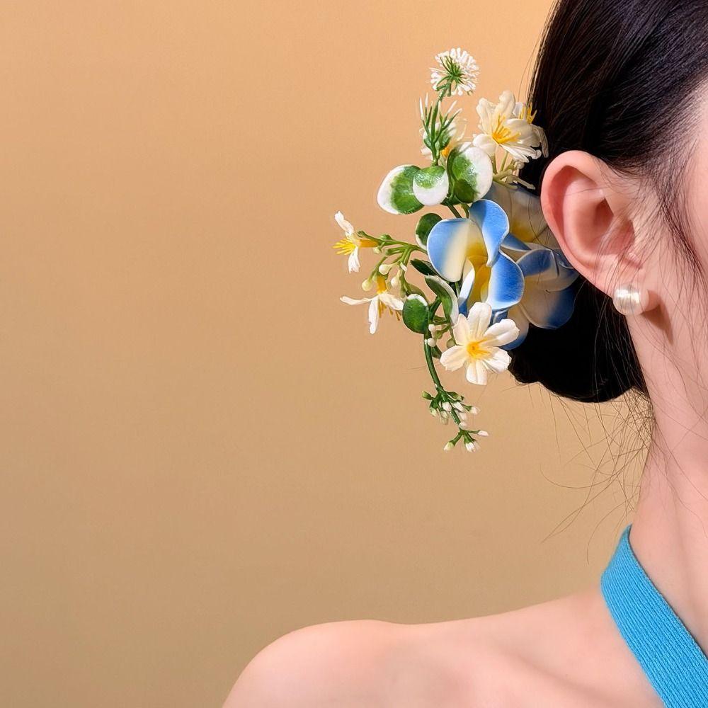 Colorful Large Flower Hairpin Side Clip Artificial Floral Hair Clip Fresh Flowers Hair Claw  Party