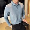 Spring Autumn New Long-Sleeved Men's Polo Shirt Lapel T-Shirt Korean Mens Collared Men Soild Color T-Shirt Bottoming Shirt