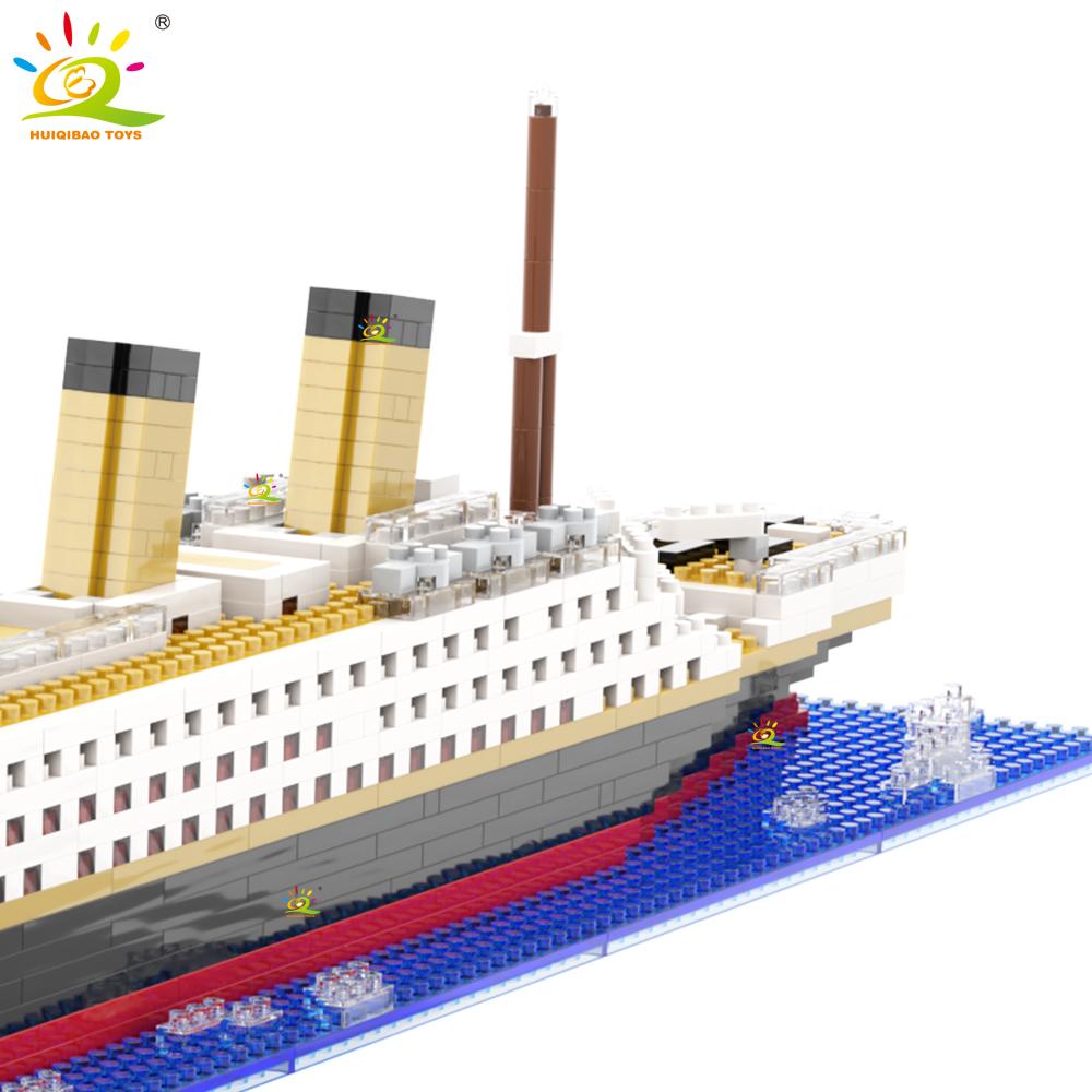 MOC Titanic Giant Ocean Iceberg Adventure Navigation Boat Small Particle Building Blocks Kid Micro Bricks Toy for Adult