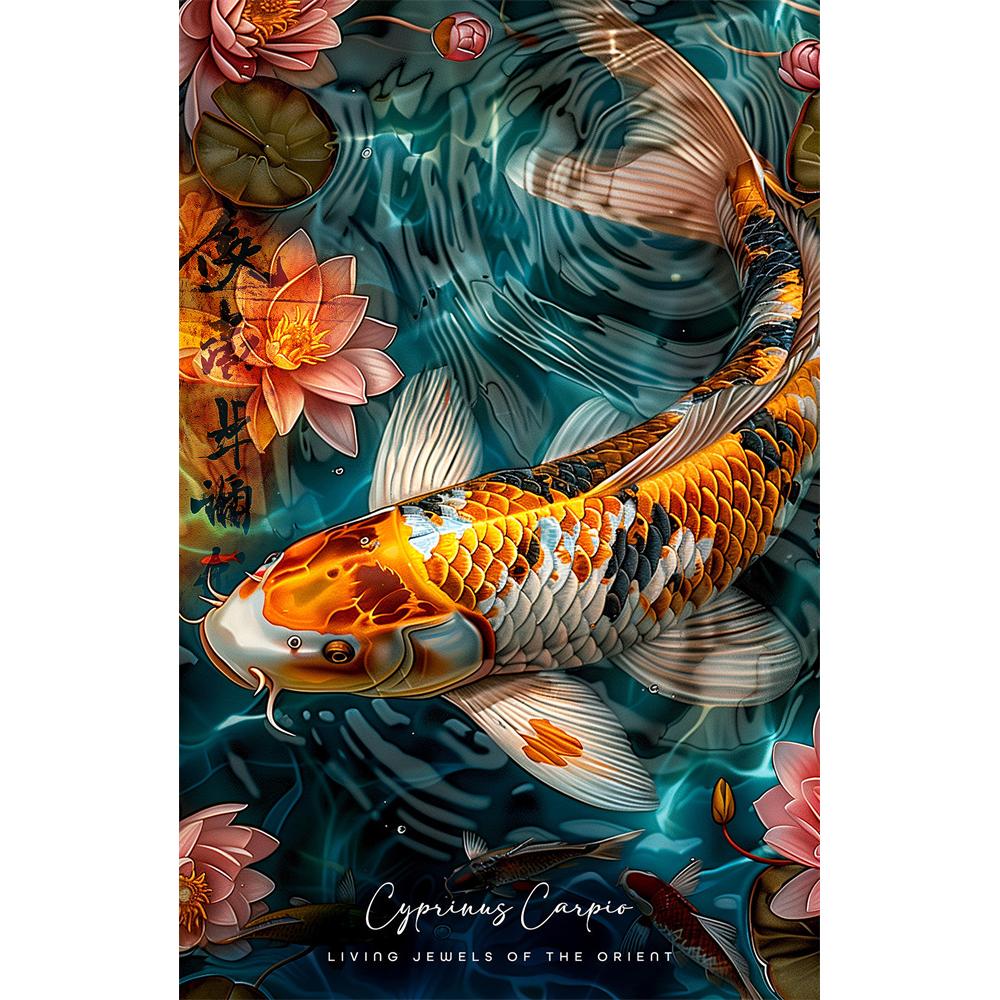 

DIY Алмазна живопис Ретро Китайський стиль Червоний короп кої Щасливий короп Розкішна риба Каліграфія Вишивка Набір для вишивання хрестиком Вітальня Домашнє мистецтво Настінний декор Round 20x30cm