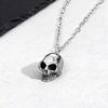 Retro Punk Stainless Steel Skull Necklace for Men,Rock Small Personality Pendant Necklace,Halloween Jewelry