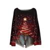 Ladies' Fashionable Casual Long Sleeved Christmas Printed Round Neck Knitted Yarn