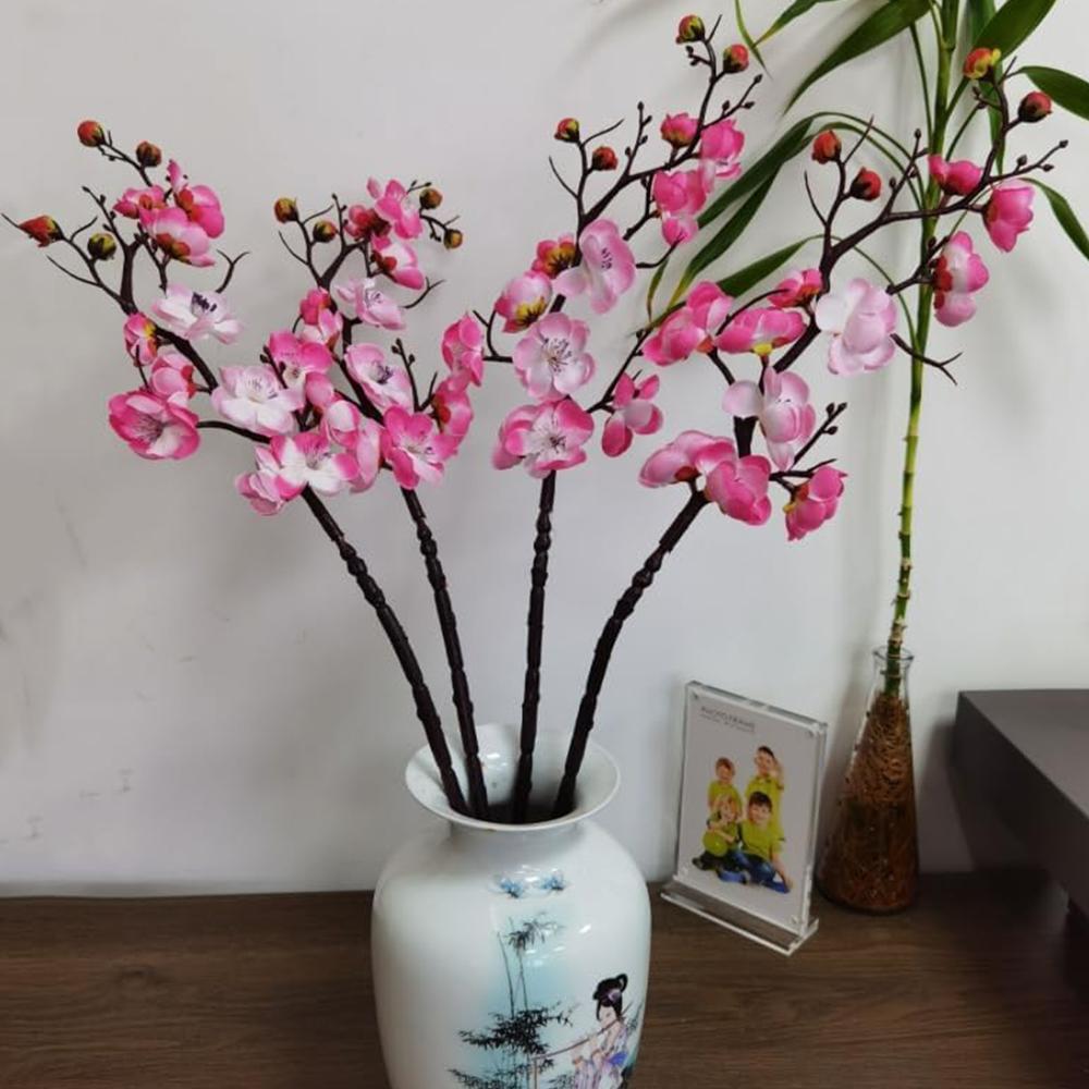 Silk Artificial Flowers Plum Blossom Peach Branch Home Room Dining Table Festival Outdoor Garden Wedding Yard Decora DIY Gifts