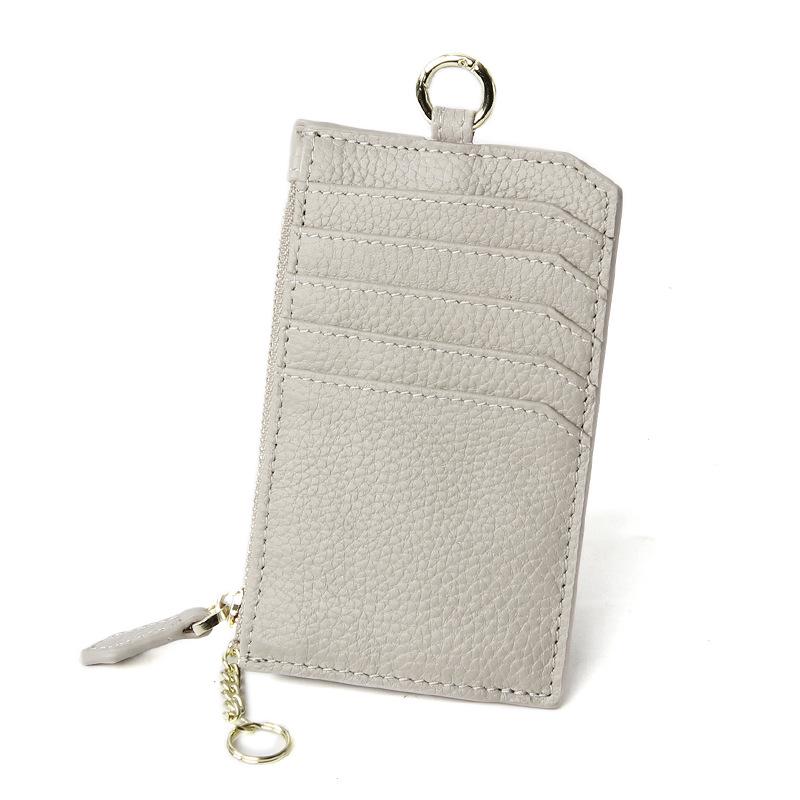 Women's Genuine Leather Card Holder Wallet with Zipper, Multi-Card Slots, Coin Purse, and ID Holder