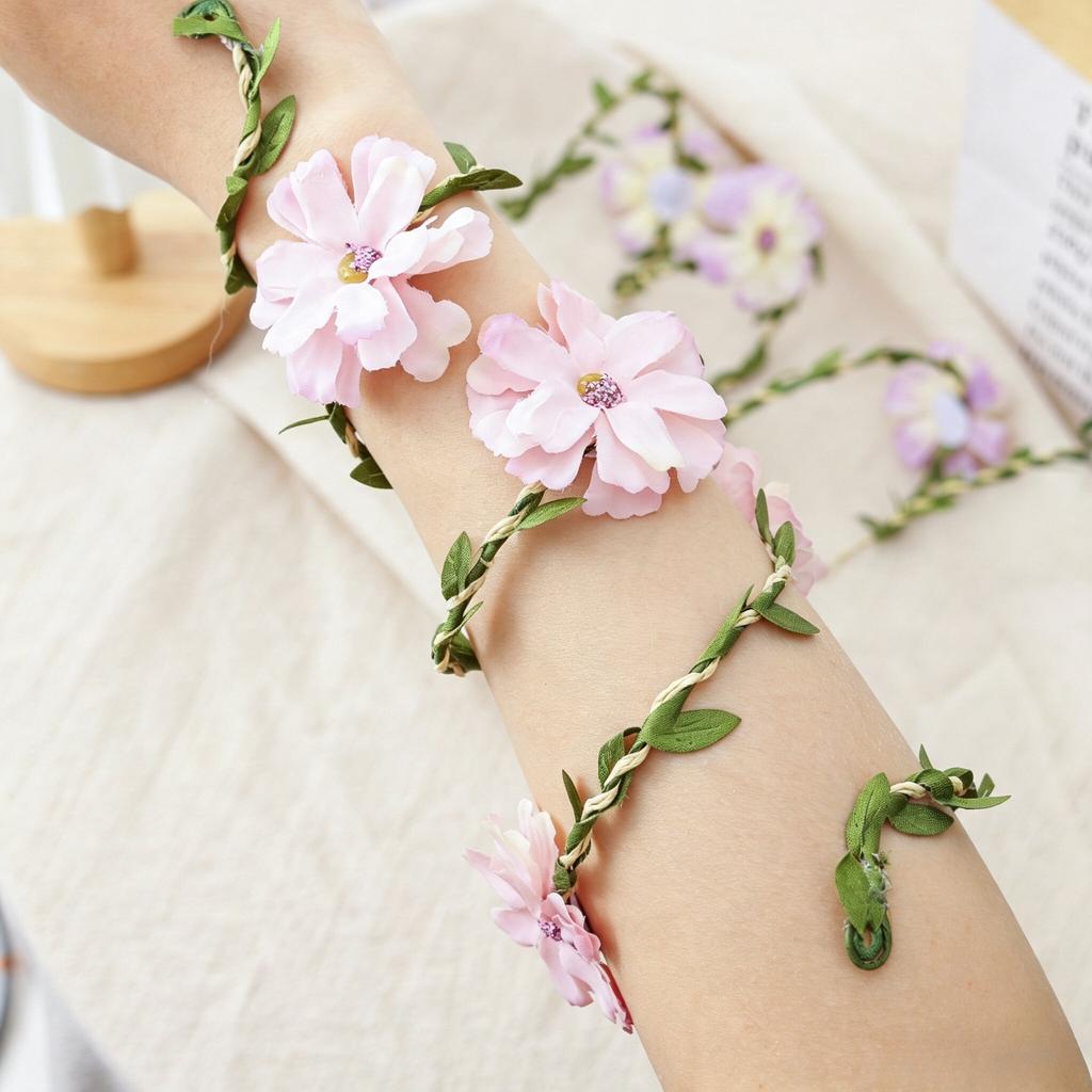 1Pcs Fairy Costume Accessories for Women, Flower Vine Wrap Upper Arm Cuff, Floral Headband, Elf Renaissance Forest Cosplay Decor