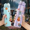 1PC Cartoon Character Set Print 750ml Color Plastic Sports Water Bottle Leakproof Flip Straw Lid Suitable for Sports Office Home Use