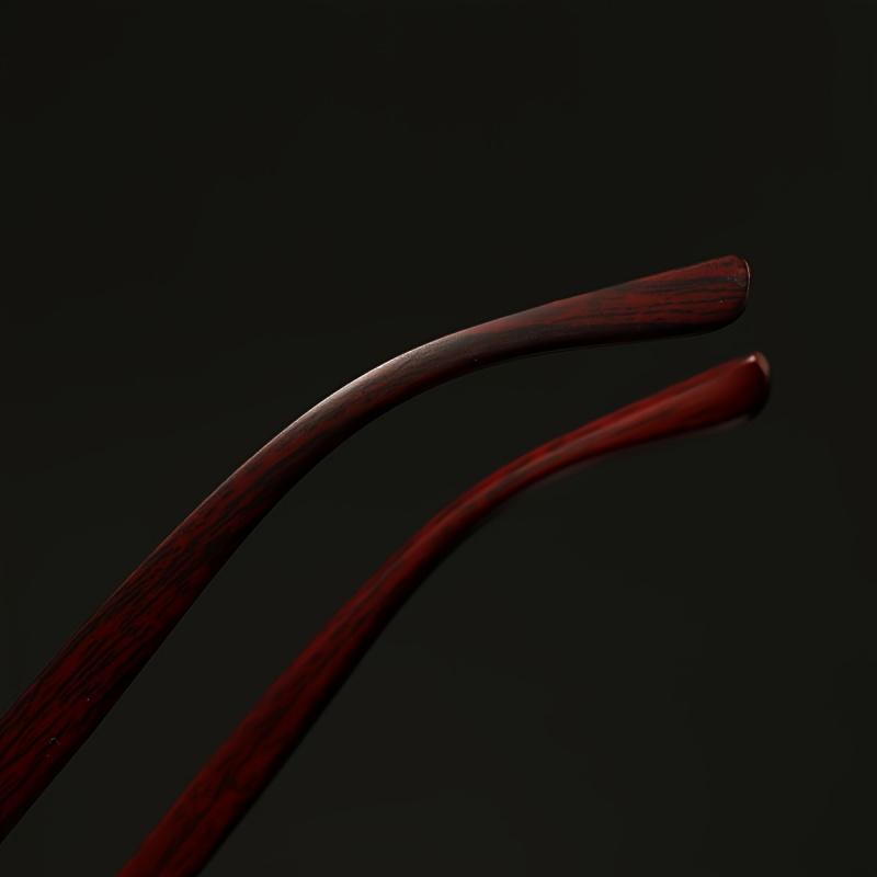 Luxury Frameless Fashion Glasses for Men and Women, Imitation Wood Grain Temple Tips, Perfect Choice, Versatile Comfortable