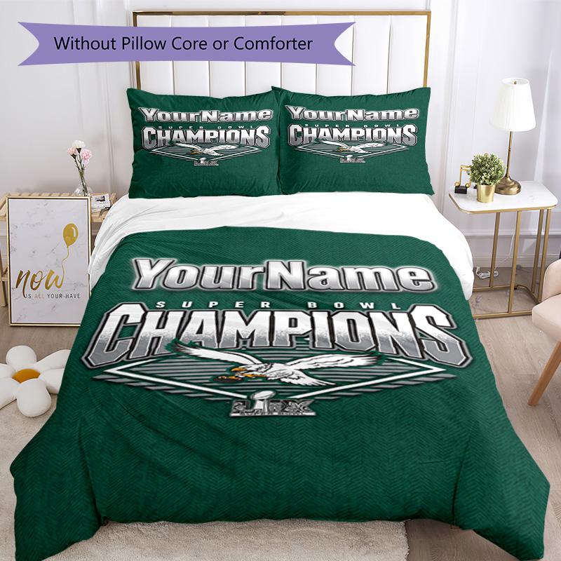 Philadelphia Eagles Customize Your Name Bedding Set Breathable Duvet Cover With Pillowcases Decorative Bed Linen For Bedroom Home Decoration Birthday