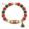Festive Holiday Charm Bracelet Christmas Bracelet, Elastic Stretch Beaded with Xmas Jewelry Collection Tree Charm, Gifts for Women Men Santa Claus