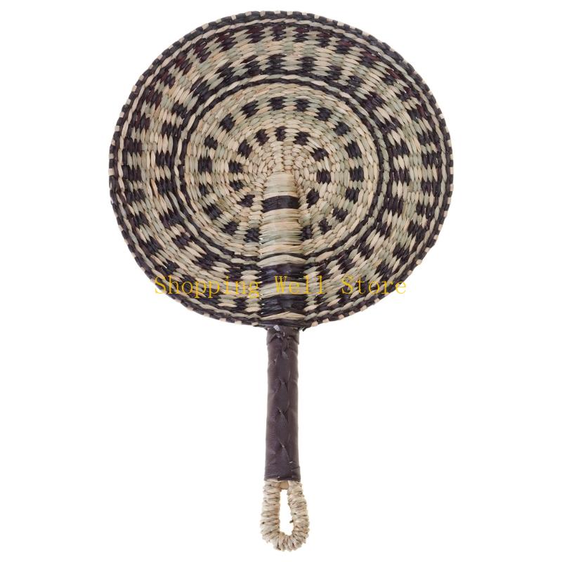 KX4B Large Summer Handheld Fan Seagrasses Handmade Woven Fan Natural Decorative Fan