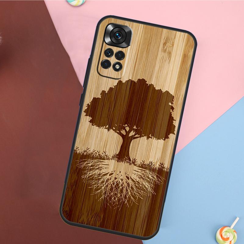 Tree Flower Bamboo Wood Cover For Xiaomi Redmi Note 13 Pro 14 12 11 9 10 9S 10S 11S 12S Redmi 10C 12C 13C 14C Case