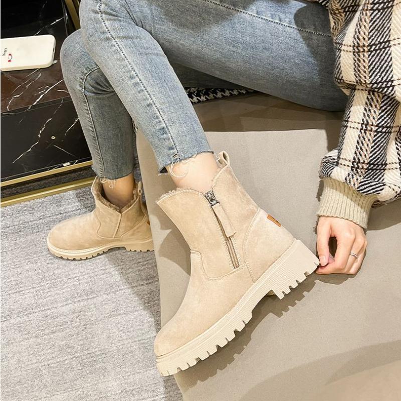 European and American Minimalist Snow Boots 2024 New Plush Insulation Casual Thick Sole Cotton Boots Side Zipper Zapatos Mujer
