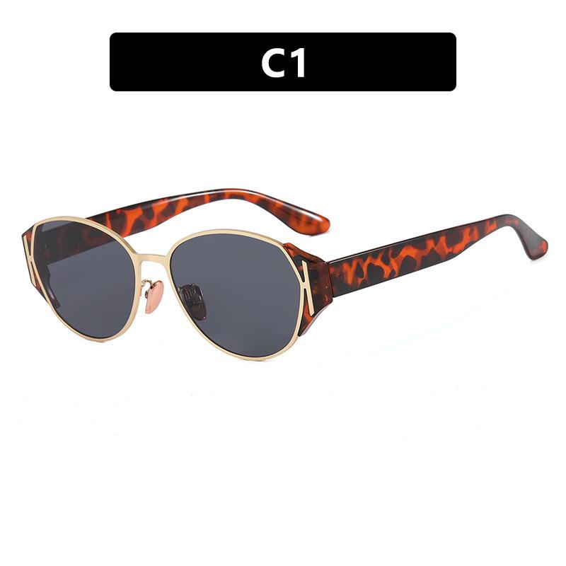 JYL Small Oval Sunglasses Unisex Metal Luxury Round Driving / 12013