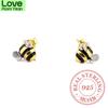 Sterling Tone Bee Stud Earrings For Women Kids Bridal Stylish Jewelry Bridal Modish Pendientes Mujer Moda BrincosFashion Stud