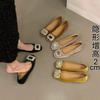 Inner Heightening Suede Rhinestone Small Single Shoes Women's Shoes New Spring and Autumn Shoes Black Commuter Shoes