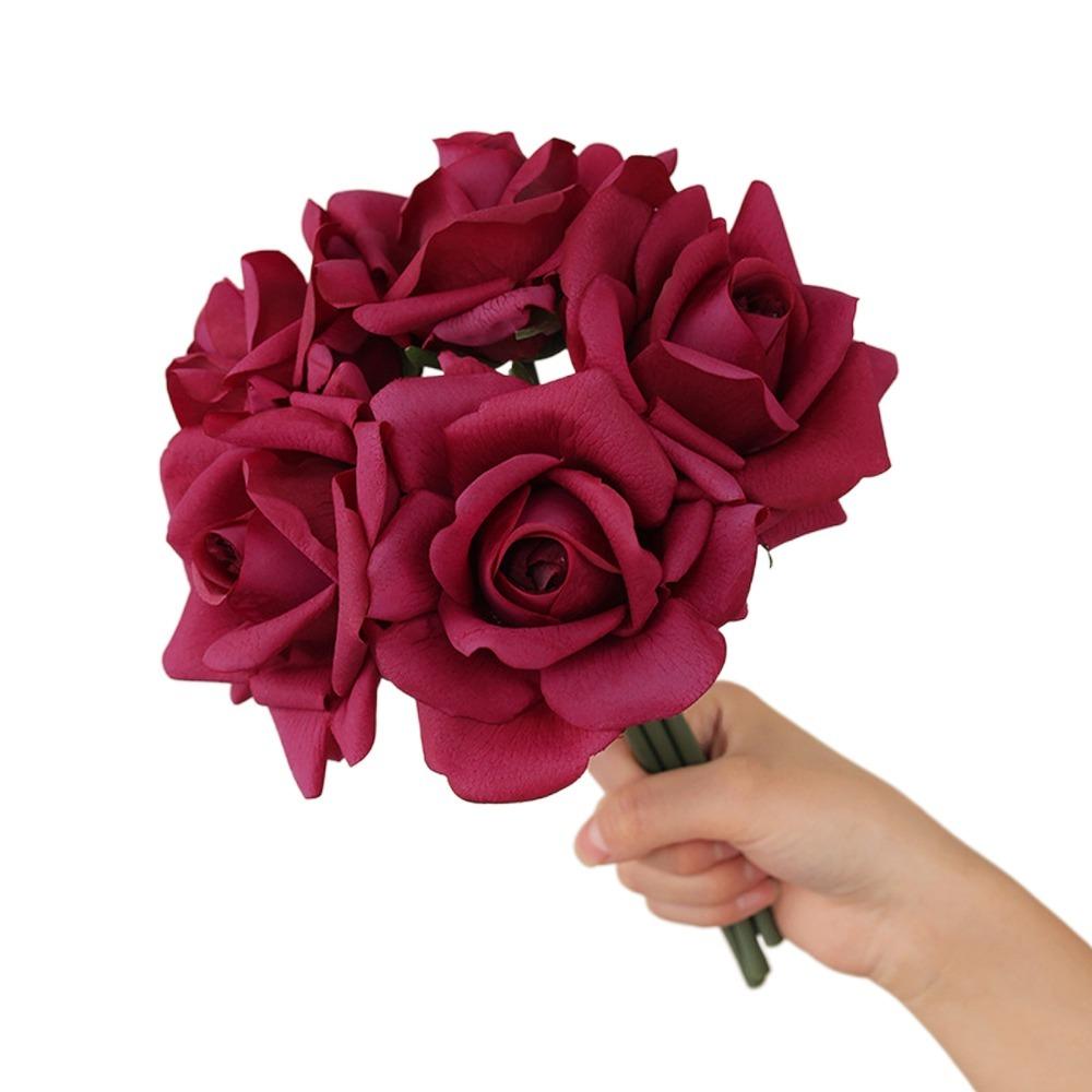 

Curled Edge Artificial Rose Flower Branch Real Touch Fake Flowers Birthday Decor фиолетовый