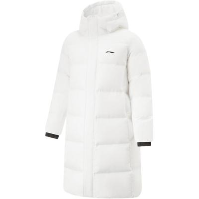 Jaqueta Longa Versátil com Capuz e Zíper com Letras da Série Fitness Li Ning Masculina Roupa Exterior Padrão-Branco AYMU567-3