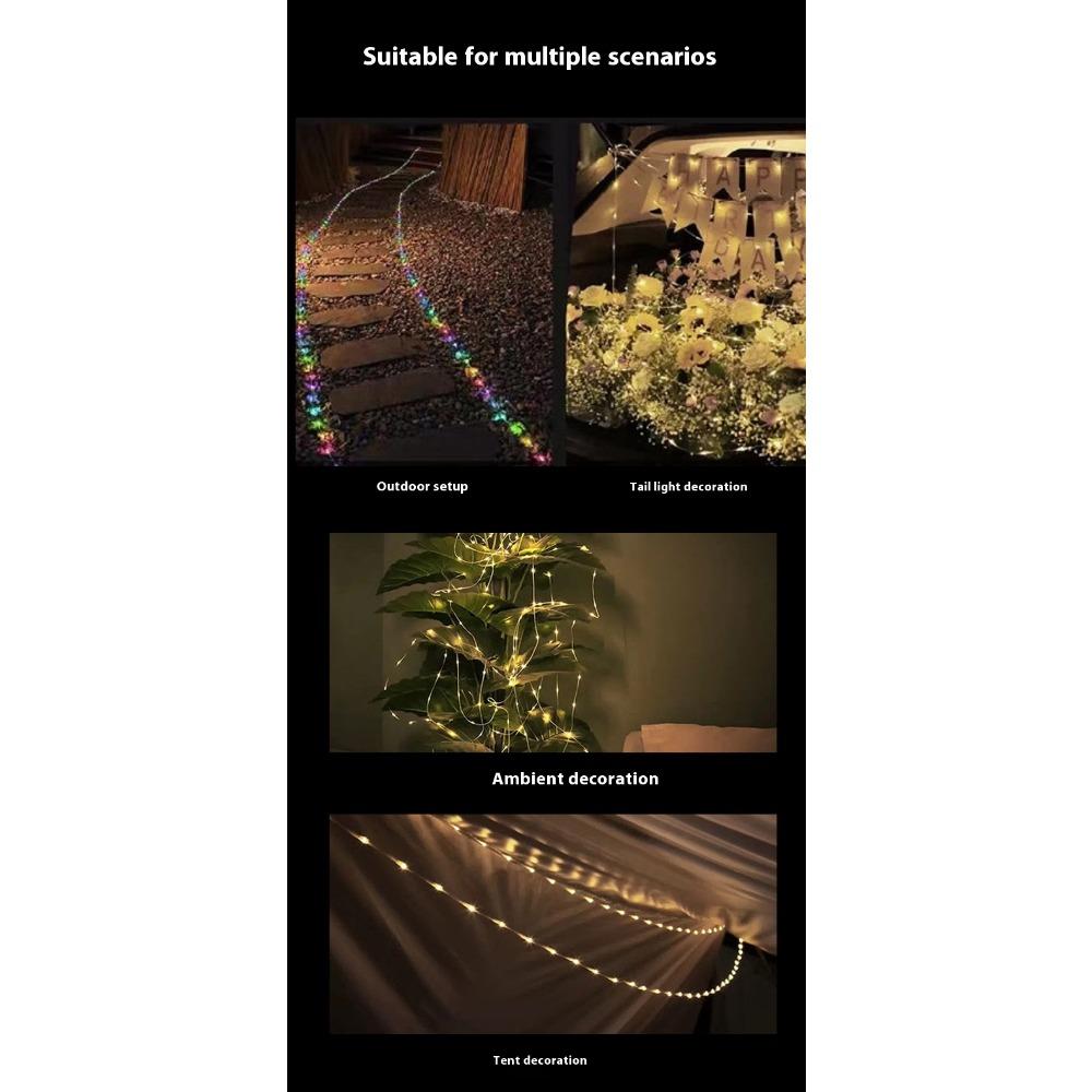 Solar String Lights Outdoor 10M LED XPE Waterproof Fairy Lights 5 Modes Silver Wire Lights for Garden Yard Party DIY Decorative