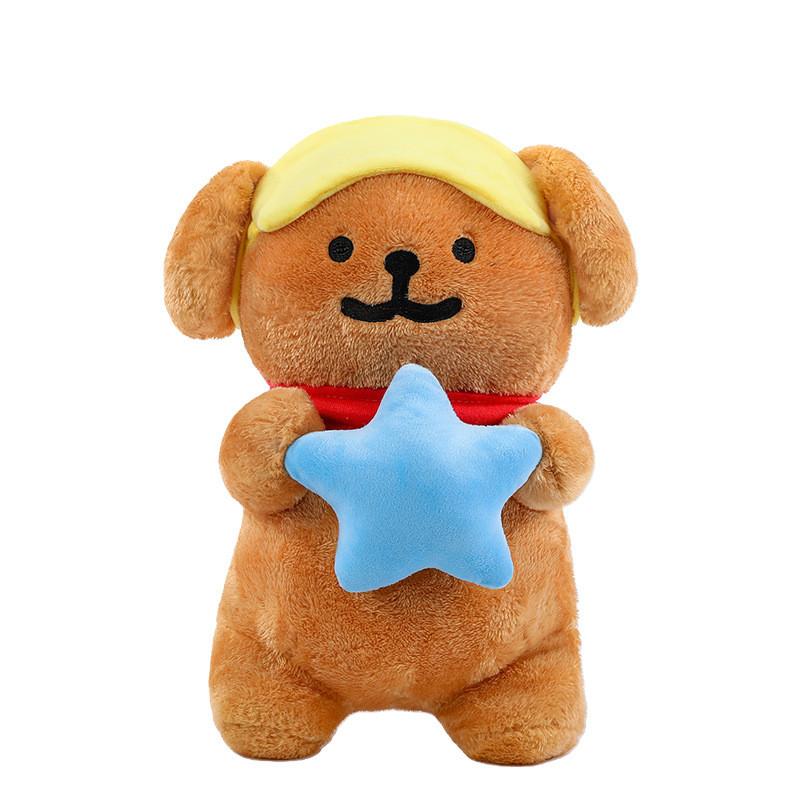 Line Art Dog Plush Toy With Starry Night Design For Couples And Gift Giving