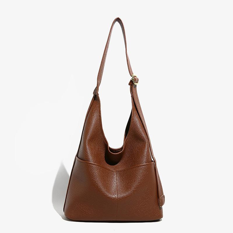 

Soft leather bag women s new high-end simple commuter underarm bag large-capacity messenger shoulder bag коричневый