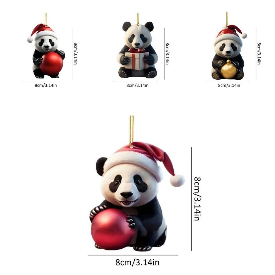 Adorable Acrylic Christmas Panda Ornament For Home And Car Decoration