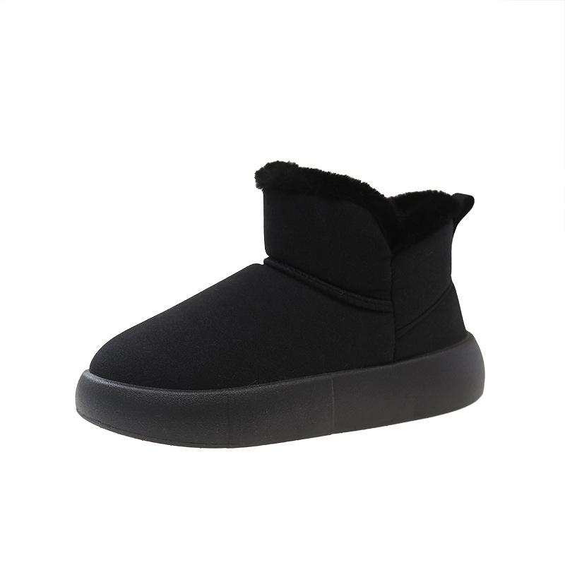 

Модные повседневные зимние ботинки женские для дома, комфорт и тепло, пушистые, на толстой подошве, сумка и хлопковая обувь зима 36-37 чёрный