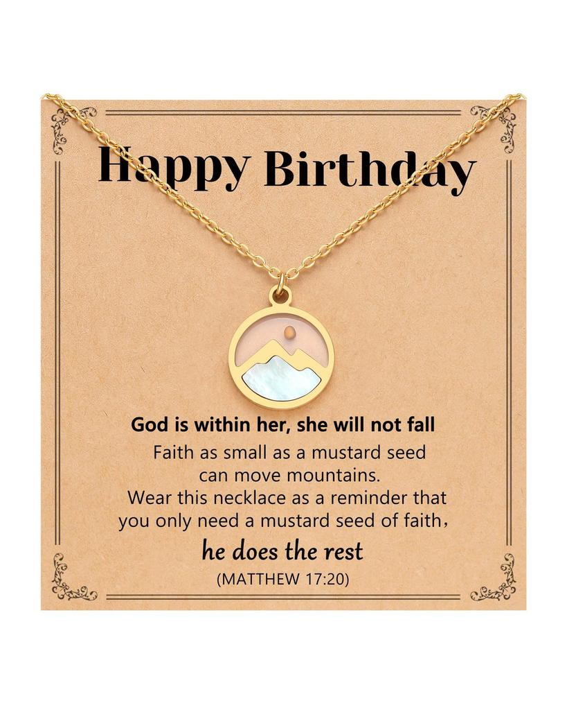 18K Gold Plated Stainless Steel Mountains-Mustard Necklaces Christian Faith Jewelry Mustard Seed Faith Necklace for Women Gifts