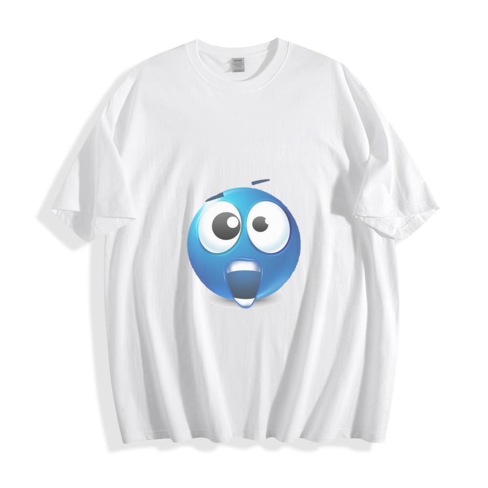Wild Blue Emoji Shock T-Shirt - Surprised and Bold Design Unisex Tee