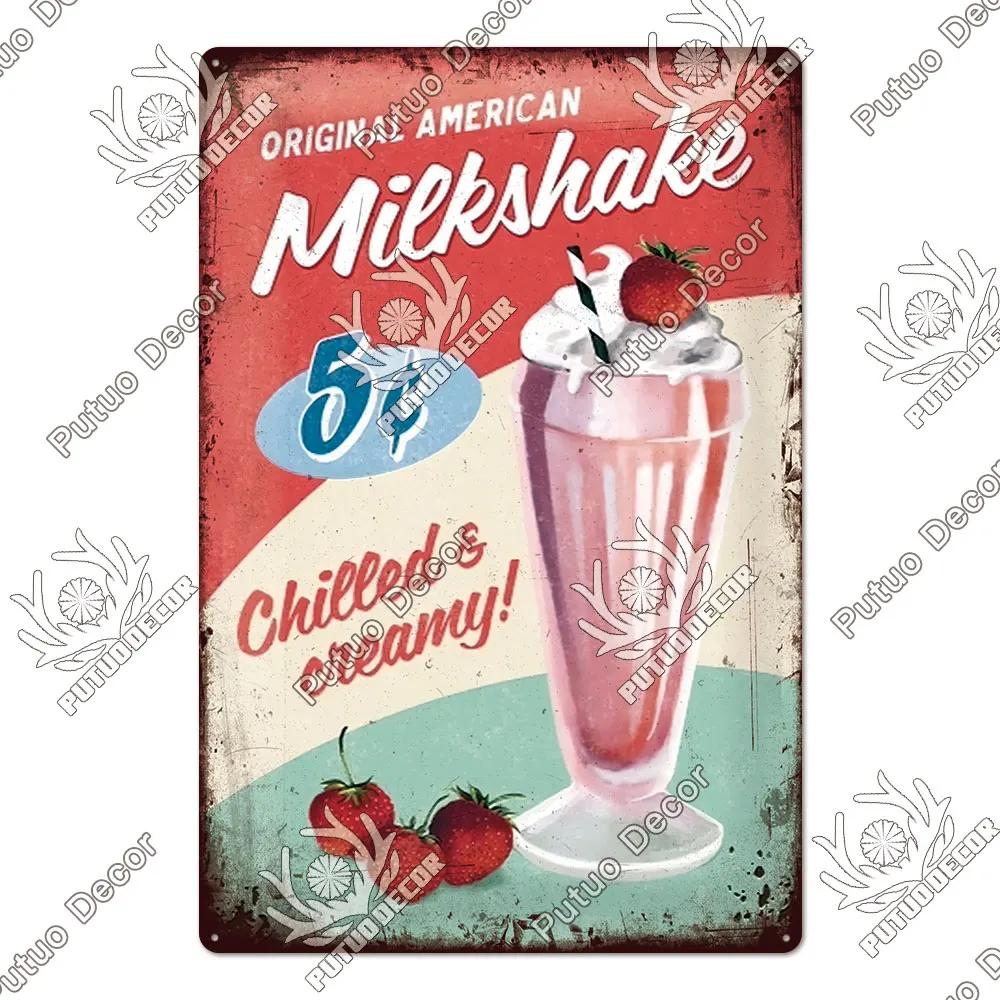 Summer Dessert Sign Vintage Tin Poster Metal Sign Metal Plate Retro Style Wall Decor Kitchen Cafe Home Decoration