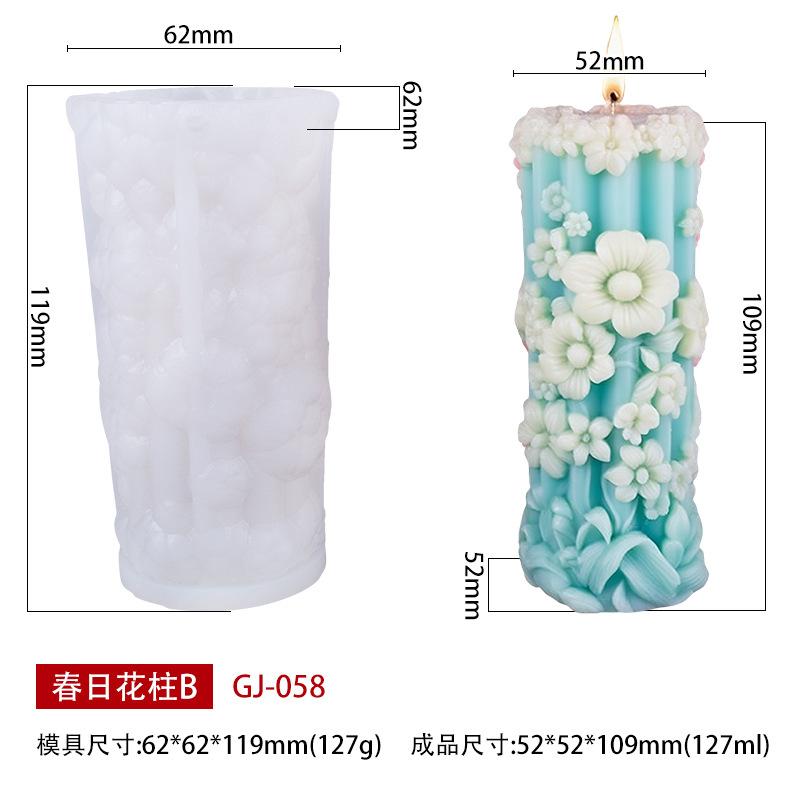 Frühlingsblumiger Duftkerzen-Silikonform DIY Kreativer Zylinder Blumenform Dekor