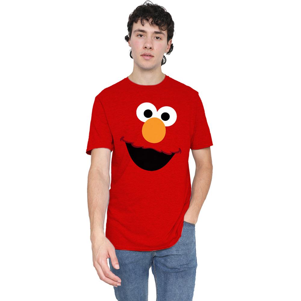 Sesame Street Unisex Adult Elmo Face Heather T-Shirt