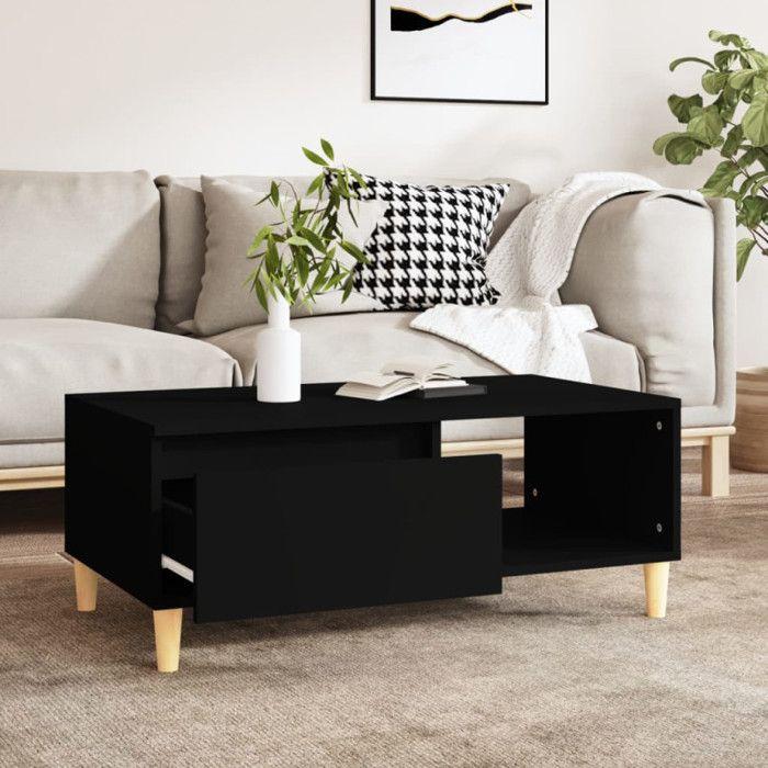 821045 vidaXL Table basse Noir 90x50x36,5 cm Bois d'ingénierie