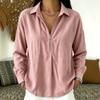 2026 Relaxed Fit Corduroy Long Sleeve Top Casual Vintage Style Loose V Neck