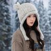 Women's Plush Antler Plush Hat Autumn and Winter Outdoor Cold Warm Hat Windproof Warm Slouchy Hat