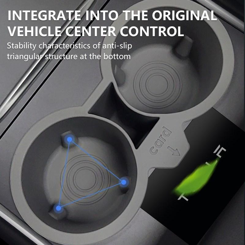 Car Central Control Crystal Box Silicone Water Cup Holder Storage Box For Tesla Model 3/Y 2021-2022 Auto Interior Accessories