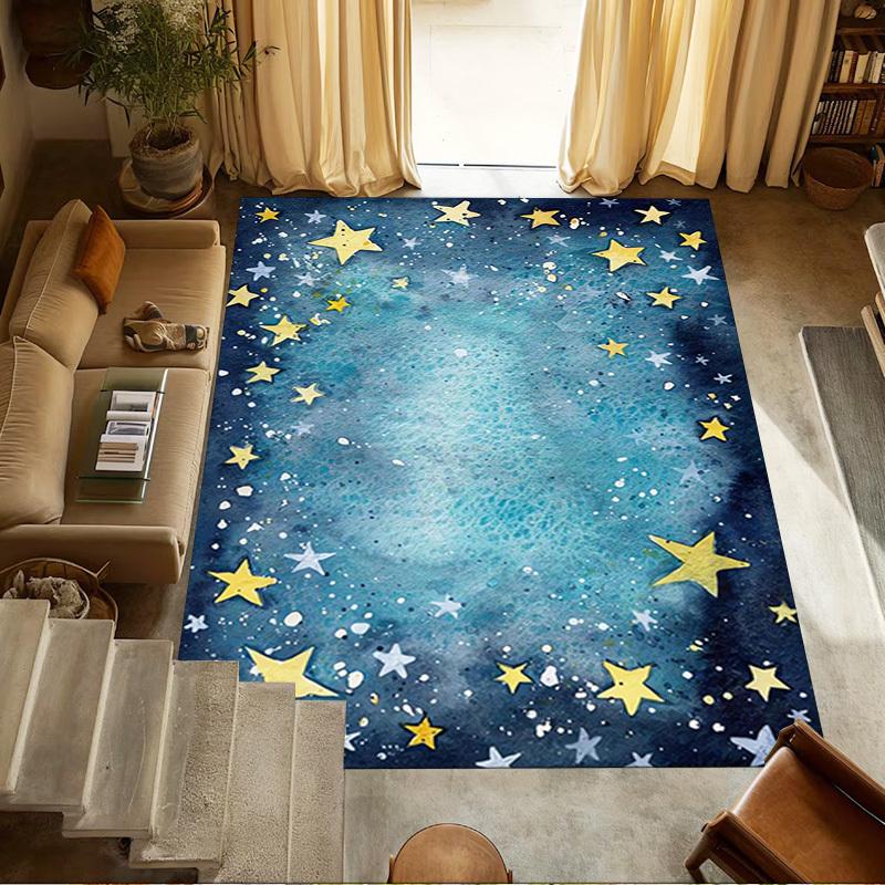 Stars Night Crystal Velvet Office Chair Mat Area Rug - Non-Slip, Floor Mat, Office Desk Chair Rugs,Christmas Gift-1106099