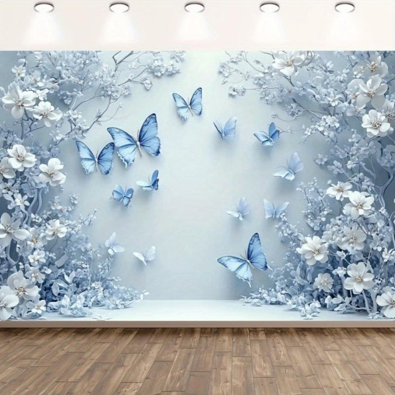 1pc, 2D flat, elegant floral and butterfly photography backdrop - polyester party banner, suitable for shooting backgrounds, wsj