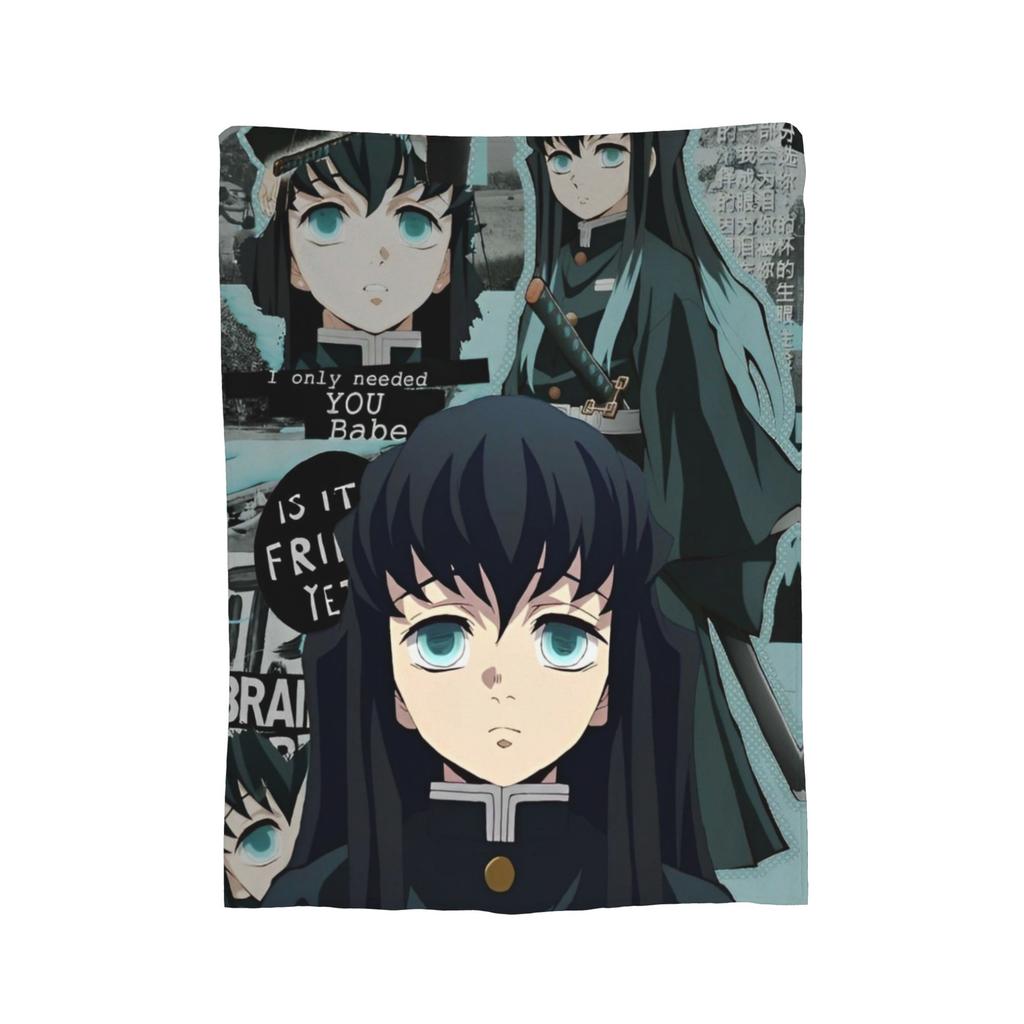 Mist Hashira Muichiro Tokito Fleece Throw Blankets Anime Blanket for Bed Outdoor Super Soft Bed Rug,