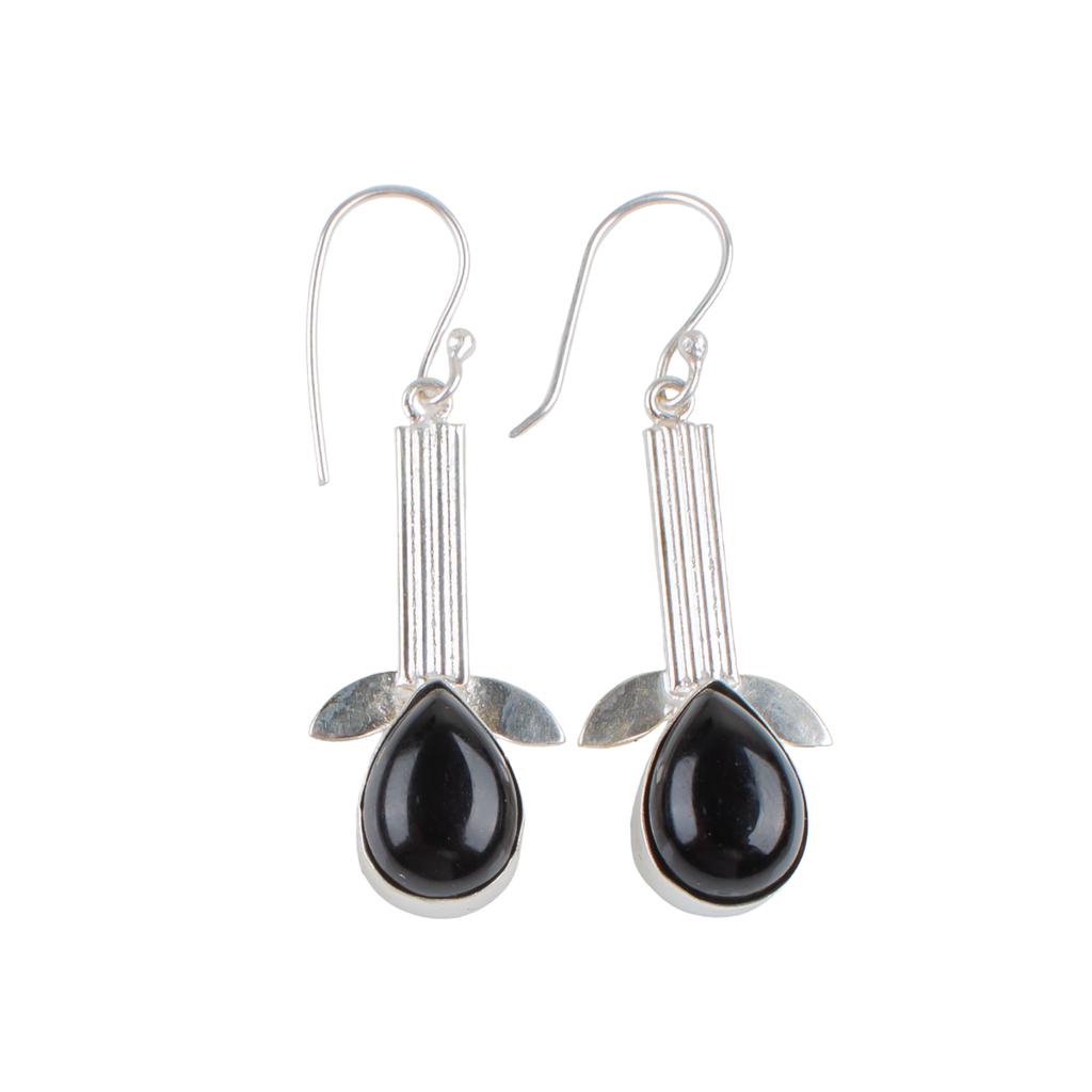 Black Tourmaline Gemstone 925 Fine Silver Jewelry Handmade Boho Earrings 2.00" EE-36-20