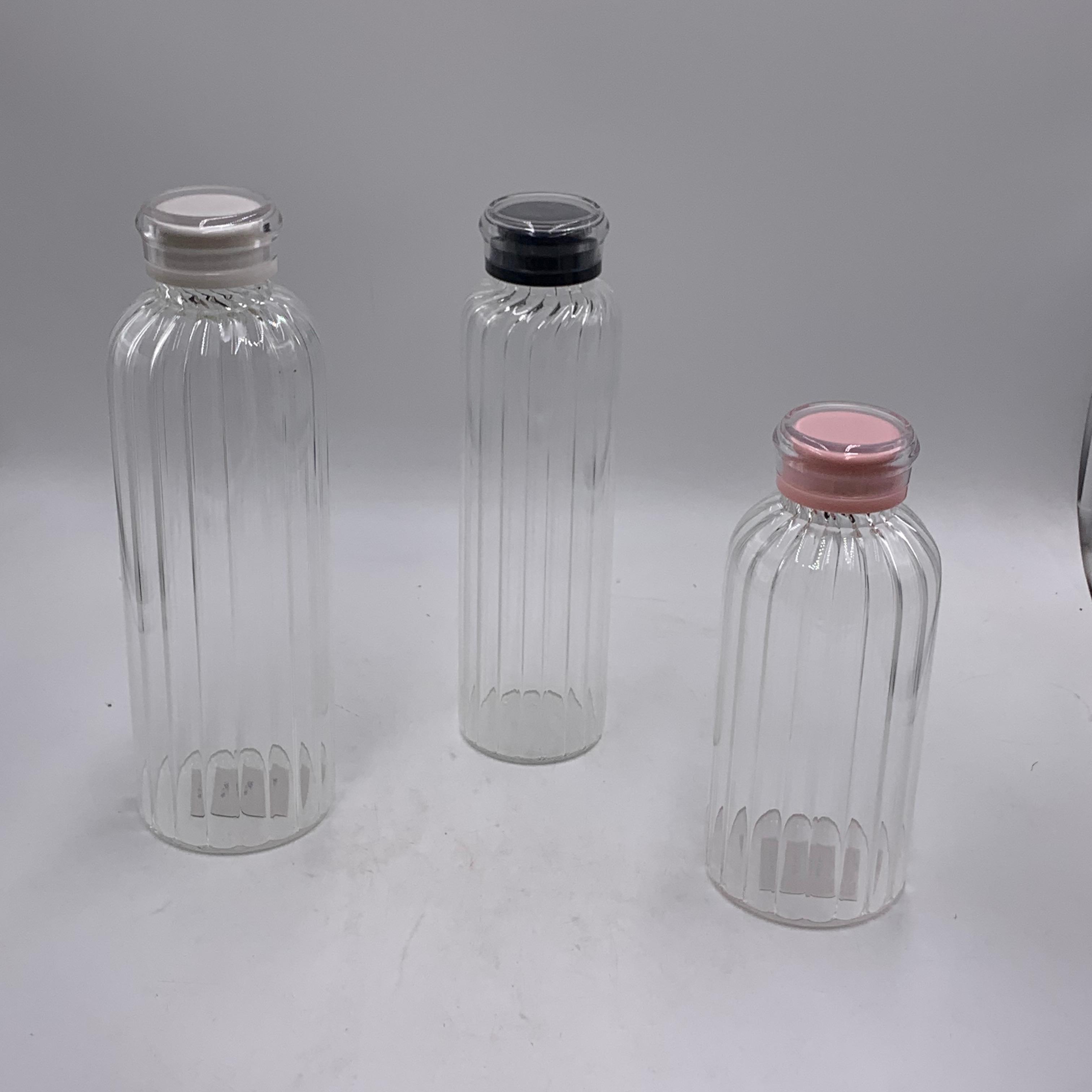 Custom Glass 1L Borosilicate Bottle Transparent Lid Milk Bottle Style for Adults Direct Drinking Storage Container New Design 1.0 L