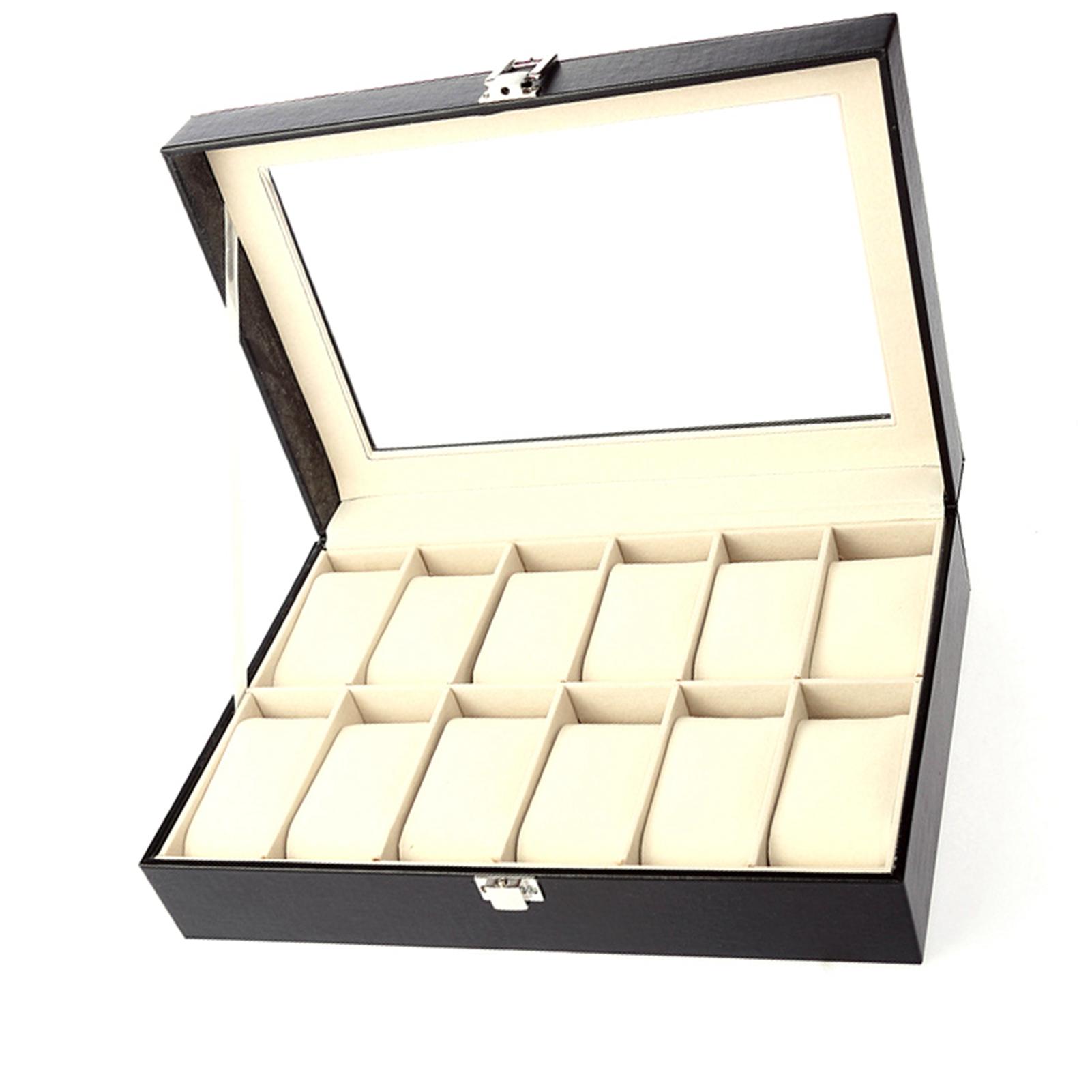 

Коробка для хранения часов Многоцелевая 12 ячеек PU Деревянный кейс для демонстрации часов с замком для коллекции часов