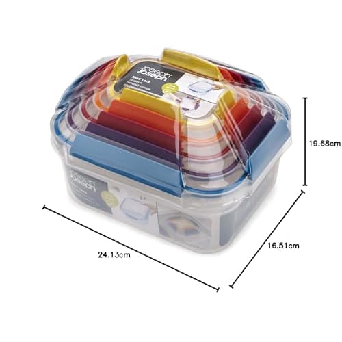 Joseph Joseph Nest Lock Plastic Food Storage Container Set with Lockable Airtight Leakproof Lids, 10-Piece Set, Multicolor