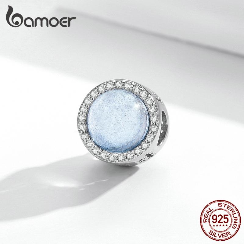 

BAMOER, натуральное серебро 925 пробы, муранская глазурь, подвеска, круглая бусина, подходит для женщин, оригинальный браслет и браслет, ювелирные изделия, рождественский подарок 925 silver