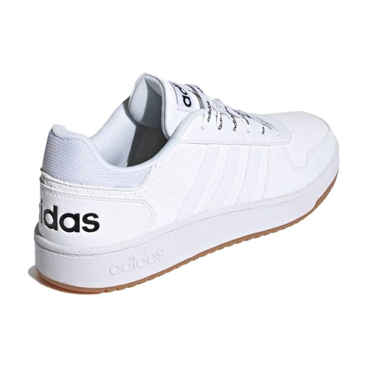 Adidas Neo Hoops 2.0 Synthetic Leather Retro Slip-Resistant Shock-Absorbing Durable Lightweight Low-Top Skate Shoes Unisex Sneakers White Blue FY8630